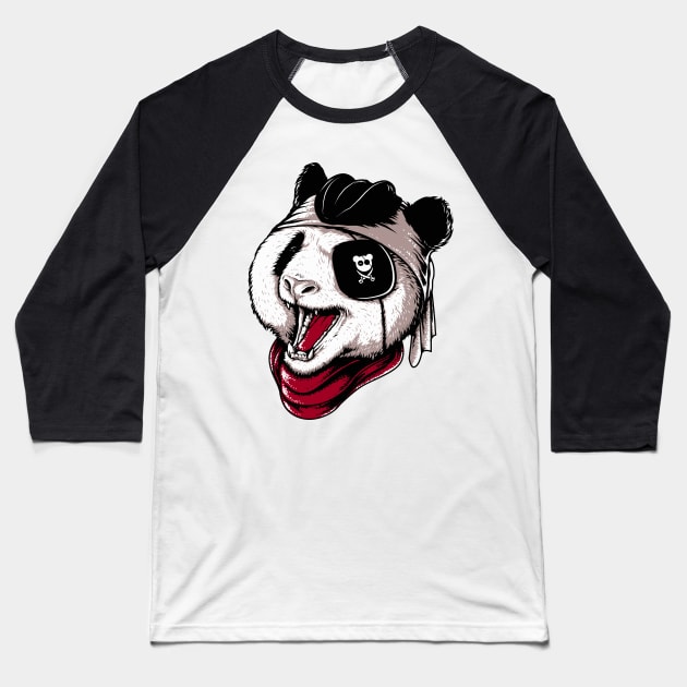 Panda pirate Baseball T-Shirt by Mako Design 